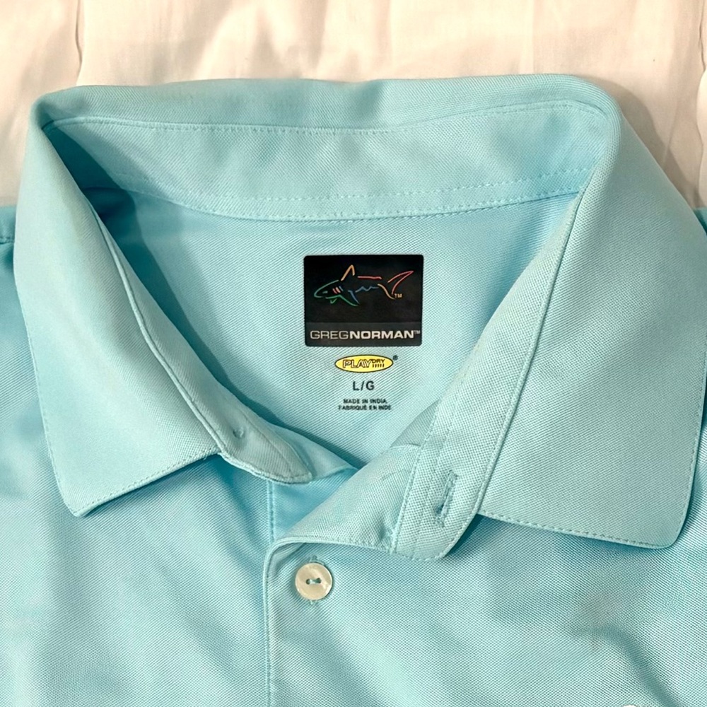 Greg Norman Polo Aqua Country Club Golf Shirt Performance Large - Picture 5 of 11